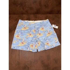 NWT Crown & Ivy Caroline Womens Shorts Sz 8 Beach Lighthouse Print 5" Blue